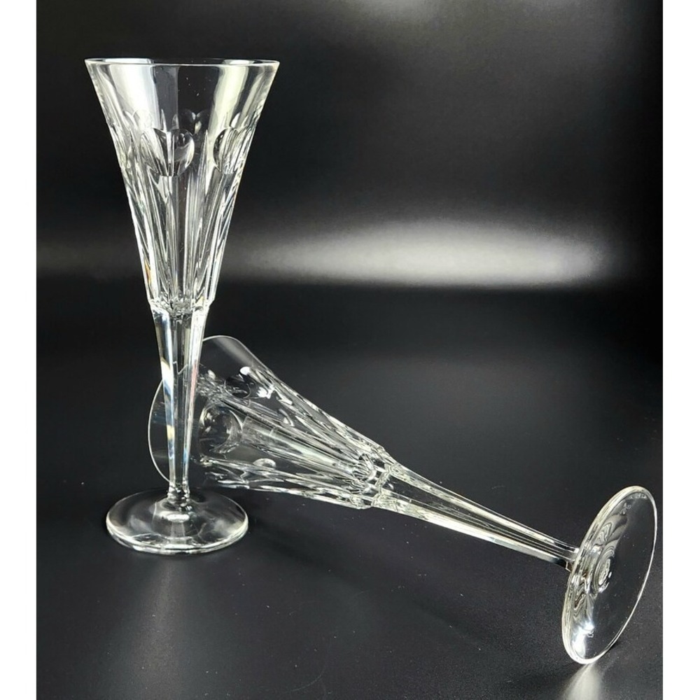 Waterford Millennium LOVE Champagne Toasting Flutes Set 2 Crystal Hearts 9.25"